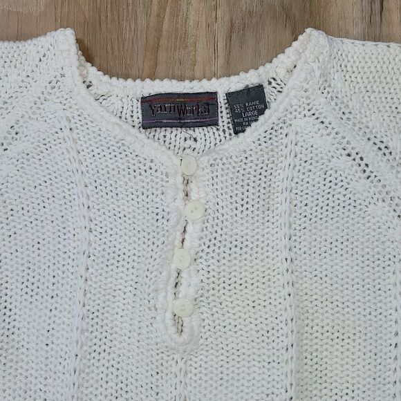 🔺️Vintage Yarn Works White Short Sleeve Sweater Large - Picture 3 of 9